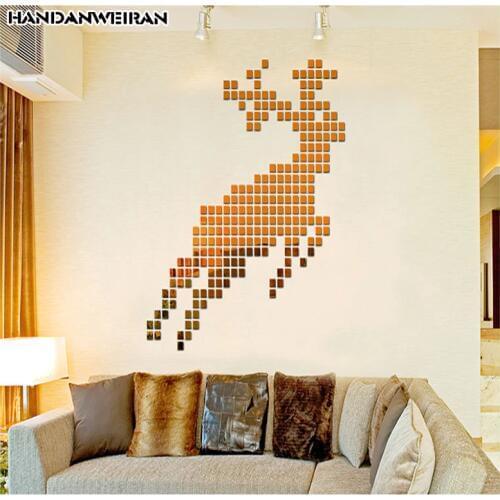 100pcs square acrylic mirror stickers 2*2cm bedroom living room decorative decorative DIY wall stickers