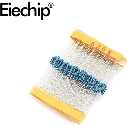 100pcs/lot 1/4W 1% Metal film resistor 0.25W resistance 620K ohm Throught Hole