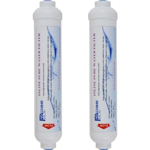 2 PACK of Inline KDF&gac Carbon Filter Cartridges for ro system, refrigerators,icemakers&watercooler,2000gal,10in. L x 2in. OD