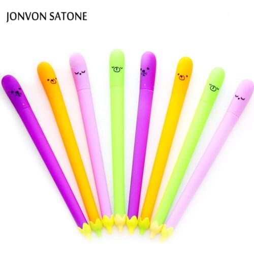 4pcs/lot Korean Stationery Gel Pen Creative Cartoon Eggplant Neutral Pen Cute Signature Pen Stationery Kawaii School Supplies