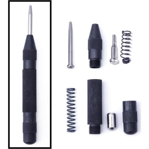 5 Inch Black HSS Automatic Drill Center Pin Punch Spring Loaded Center Punch for Marking Starting Holes Tool