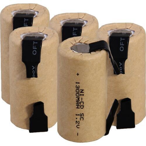 5 pcs SC 1300mah 1.2v battery NICD rechargeable batteries for electric screwdriver electric drill 4.25cm*2.2cm for power tools