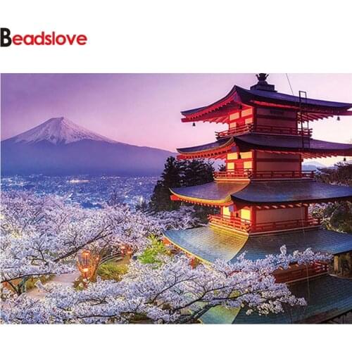 5D DIY Diamond Painting Mount Fuji Scenery Landscape Full Square Round Cross Stitch Mosaic Pattern Daimond Embroidery Decor Home