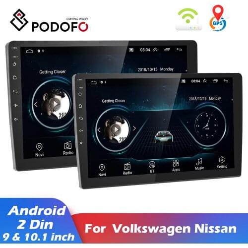 Podofo 2din Car Radio 9" & 10" Android GPS 2 DIN Car Multimedia Video Player for Volkswagen Nissan Kia Toyota Skoda Car Stereo