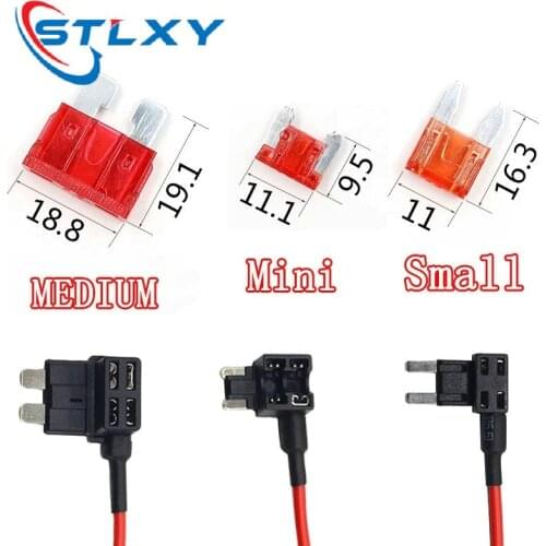 12V MINI SMALL MEDIUM Size Car Fuse Holder Add-a-circuit TAP Adapter with 10A Micro Mini Standard ATM Blade Fuse