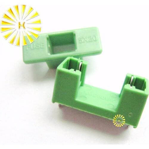 FREE SHIPPING 100PCS x 5*20mm 15mm Pitch Green Fuse Holder with Cover PTF-77