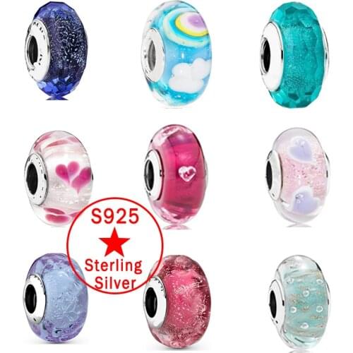 925 sterling silver New European Colorful Lampwork Bead Fit Pandora Bracelet Bangle Women Girl DIY Jewelry