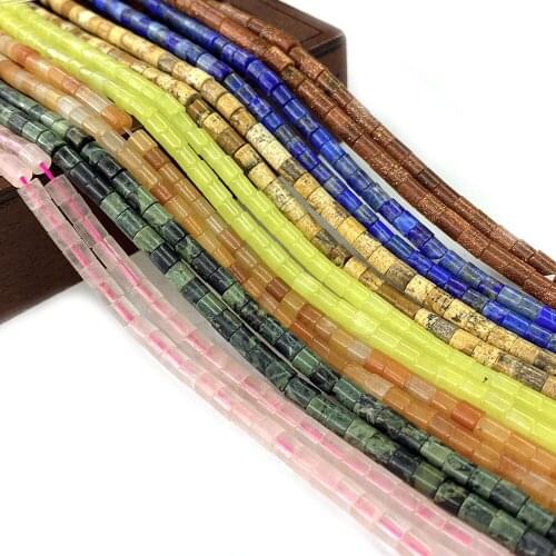 Cylindrical Natural Stone Beads Amethyst Lapis Lazuli African Pine Beads DIY Necklace Bracelet Earring Accessories 15 Inches