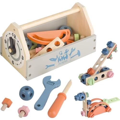 Wooden Tool Toy Toolbox Montessori Educational Kids Toys Screw Nut Construction Accessories Set Hands-on Training
