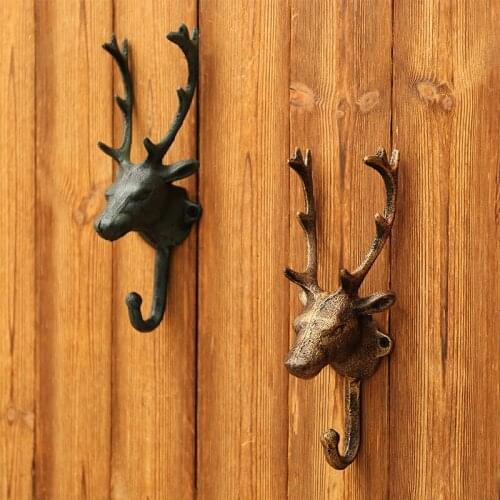Creative Key Holder Wall Cast Iron Deer Head Hooks for Hanging Room Bar Decoation Key Hanger Wall Decorative Home Coat Hangers