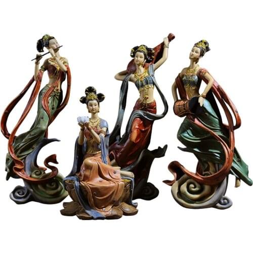 Creative resin Chinese antique Dunhuang FeiTian character decoration ornaments crafts home decoration living room gifts