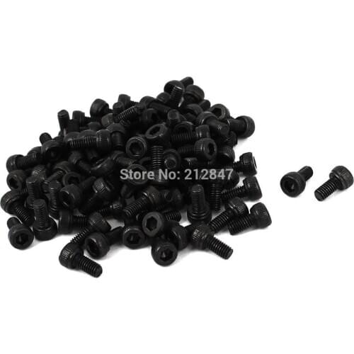 M3 x 6mm Alloy Steel Hex Bolt Socket Head Cap Screws Black 100 Pcs