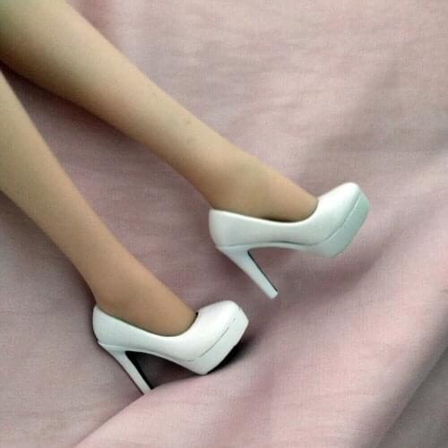 1/6 Scale Female White High-heeled Shoes Model Fit 12'' Action Figure