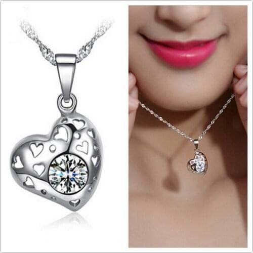 Trendy Silver Plated Necklace Girl Choker Accessories Vintage Hollow Heart Pendant Necklace Women Jewelry Clavicle Bijou