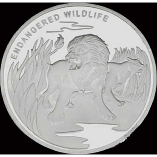 Silver Plated African Congo Endangered Wildlife Lion Commemorative Challenge Coins Collectibles For Business Gifts