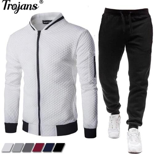 2021 Autumn Men Tracksuit Sweatshirt Zipper Jacket + Long Pants Sweatpants Two Piece Sets Casual Male Streetwear Clothing
