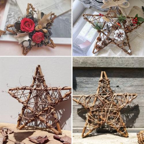 Natural Dried Rattan Star Christmas Ornaments Birthday Party Home Wedding Decoration 10/15/20/25/30cm DIY Rattan Wreath Frame
