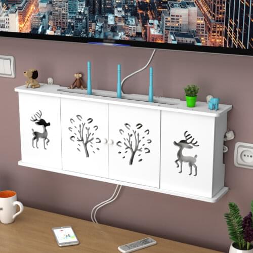 Non-slip Wifi Router Shelf Storage Boxes Cable Power Plus Wire Bracket Storage Boxs PVC Wall Hanging Plug Bracket Organizer Case