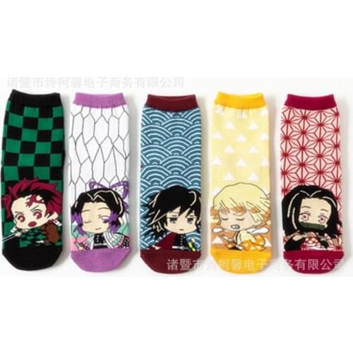 5 Pairs Hottest High Quality Fashionable Anime Demon Slayer Cosplay Blade Middle Tube Socks Cotton Socks Warm Socks