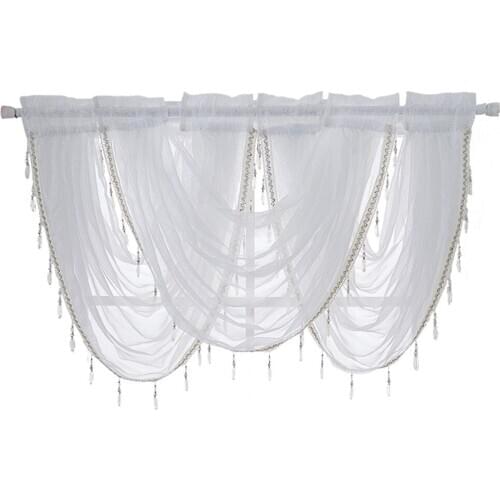 Window Valance Sheer Curtain Tiers Half Curtains for Window Decoration