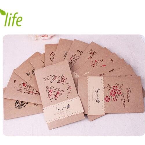 Thank You Vintage Card Souvenirs Postcard Handmade Gift Greeting Brown Paper Festival Message card 12 pcs/set free shipping