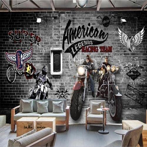 Custom photo wallpaper 3D hand-painted brick wall retro European motorcycle background wall decoration mural wallpaper