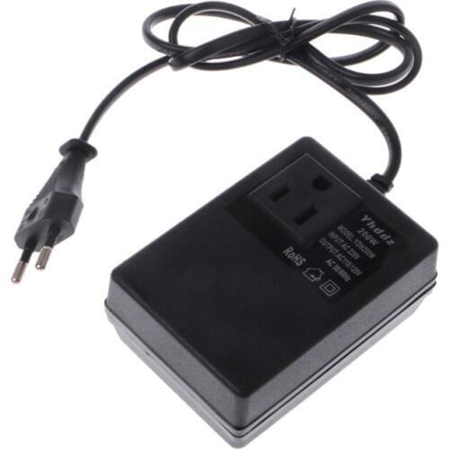 200W AC 220V to 110V Step Down Transformer Convert Travel Power EU Plug Adapter