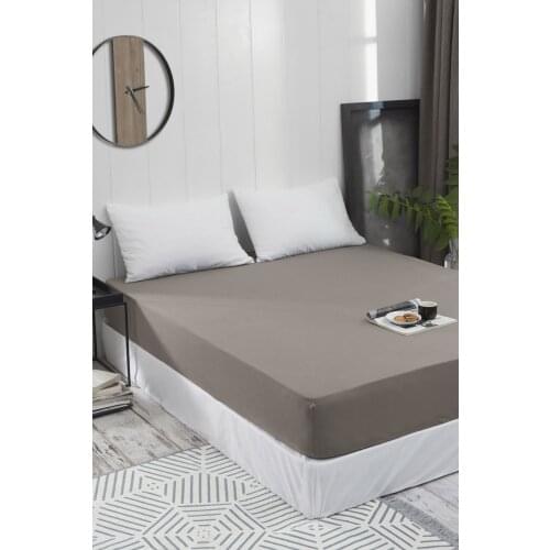 Pure %100 Cotton Combing Luxury Solid Light Gray Fitted Sheet Elastic Bed Linens Mattress Cover 160x200 Comfortable Modern 2020