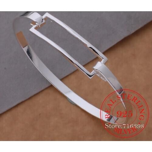 Real 100% 925 Sterling Silver Bangle Bracelets for Women Men 2020 Silver Fine Personalized Wedding Party Bangles Ainaizuaj