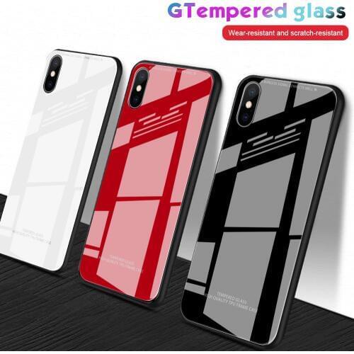 Luxury Back Glass Phone Case For iPhone XR XS X XS Max Glossy Black Red Case For iPhone 11 12 Pro Max 6 6S 7 8 Plus Glass Shell