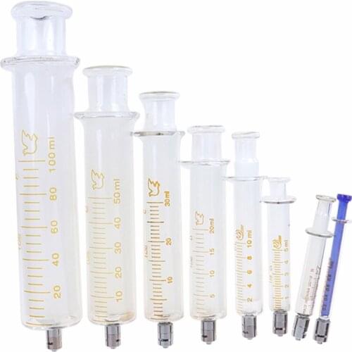1ml 2ml 5ml 10ml 20ml 30ml 50ml 100ml Glass Syringe Luer Lock Head Reusable Glass Injector Syringe