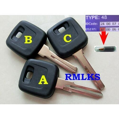 RMLKS Smart Transponder Chip Ignition Key With ID48 Chip Fit For Volvo S80 S60 V70 XC70 XC90 2004-2011