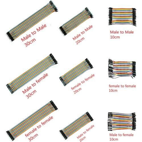 Breadboard Jumper Wire Dupont Cable 40pin cable male to male + female to female 10cm 20cm 30cm for arduino electronic diy