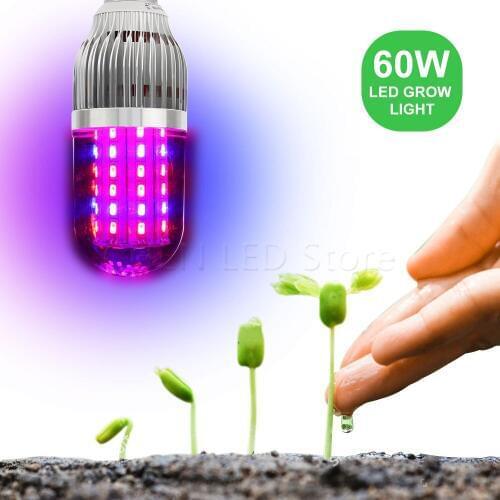 E27 60W 40Red&20Blue SMD AC 85-265V waterproof LED Grow Light for Plants Flowering Grow lights 54W LED corn bulb Free Shipping