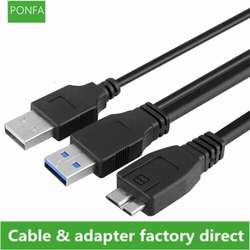 USB 3.0 Dual Power Y Shape 2 X Type a to Micro B high speed upto 5 Gbps data transfer cable for External Hard Drives 0.6m/1m