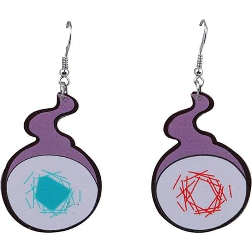 New Cartoon Geometric Big Round Acrylic Drop Earrings For Women Girls Creative Long Dangle Earrings Fashion Jewelry Party Gifts