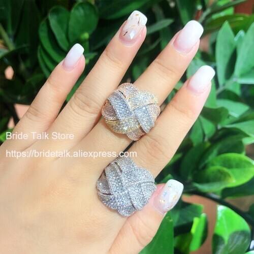 Bride Talk Twisted line Cubic zircon women big RingsNew Arrival Wedding & engagement jewelry 2019 Hot