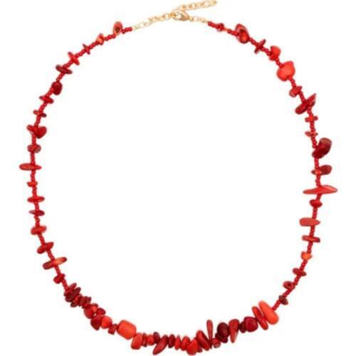 Colgantes wicca bohemian boho bijoux femme Reef Necklace seashell bead red coral bead necklace women collares de moda 2020