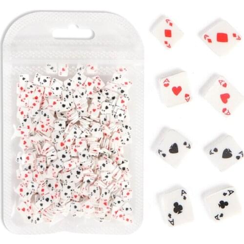 10g/Bag Poker Shape Design Polymer Soft Clay Slices Heart Nail Art Decorations Playing Cards Nail Flakes Decor DIY Accessories