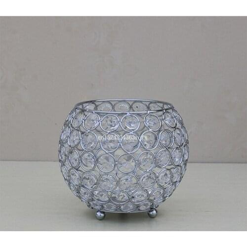 10pcs Candle Holders Table Centerpieces Silvery Crystal Candlestick Wedding Home Decor Office Ball Pencil Contanier