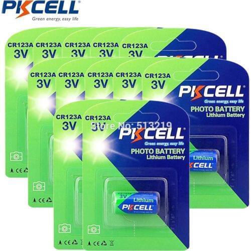 12 X CR123A PKCELL 3V CR123 123A CR17345 KL23a VL123A DL123A 5018LC EL123AP SF123 Li-ion Non-rechargeable Lithium Battery