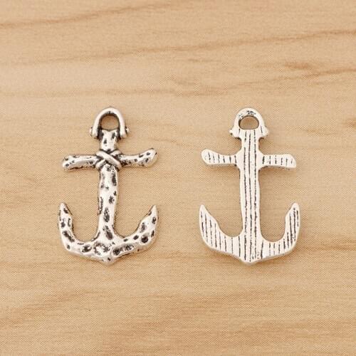 20 Pieces Tibetan Silver Anchor Hooks Charms Pendants Beads for Necklace Bracelet Jewellery Making Accessories 20x18mm
