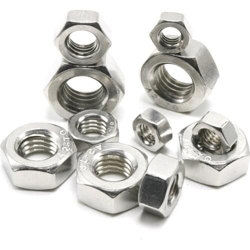 304 Stainless Steel DIN934 Hexagon Hex Nut For M1 M1.2 M1.6 M2 M2.5 M3 M3.5 M4 M5 M6 M8 M10 M12 M16 M18 M20 M24 M27 Screw Bolt