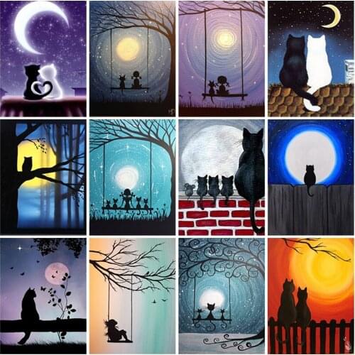 5D Full Square Round Drill Mosaic Cat Painting Animal Rhinestone DIY Diamond Embroidery Cross Stitch Kits Home Art Decoration