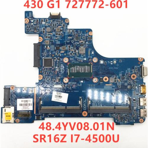 High quality For HP Probook 430 G1 Laptop motherboard 727772-601 12239-1N 48.4YV08.01N With SR16Z I7-4500U CPU 100% full Tested