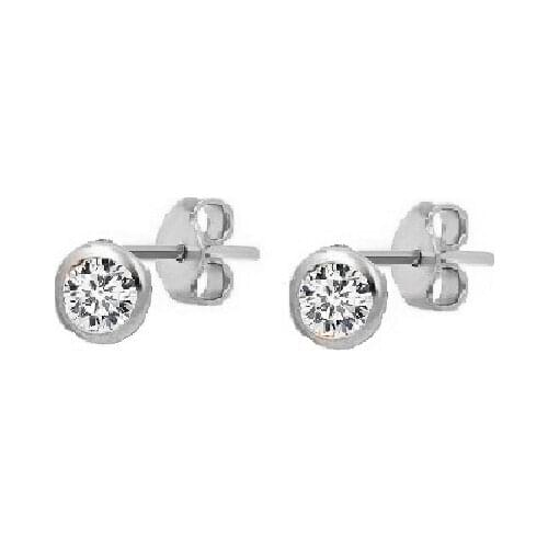 925 sterling Silver Edging 4 mm Solitaire Earrings Plastering Model