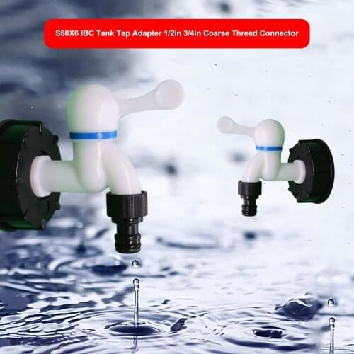 S60X6 IBC Tank Tap Adapter 1/2in 3/4in Coarse Thread Connector IBC Tank Barrel Faucet Adapter