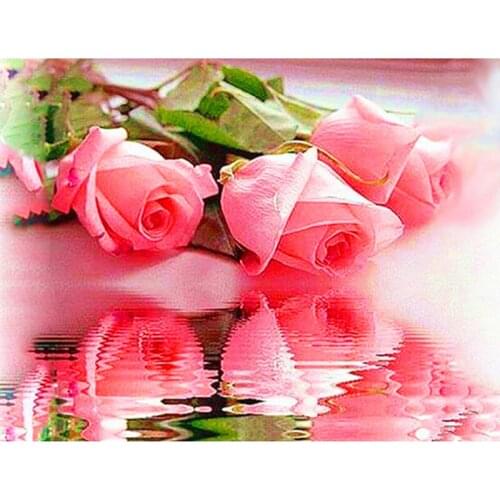 Needlework DIY Diamond Painting Cross Stitch Sewing Knitting Needles Diamond Embroidery Romantic LOVE Rose Flower