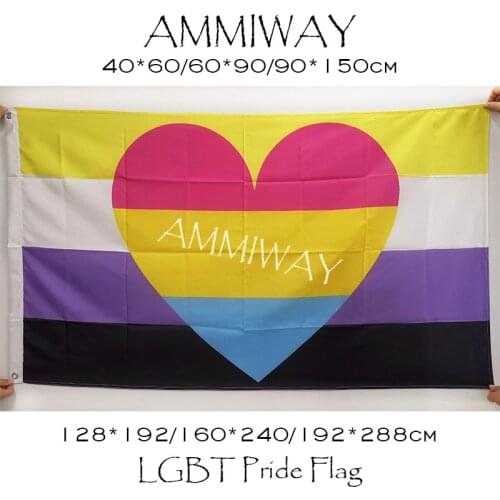 AMMIWAY Any Size Nonbinary Pansexual Combo Pride Flag Large LGBT Colorful Rainbow Gay Pride Single Double Flags and Banners
