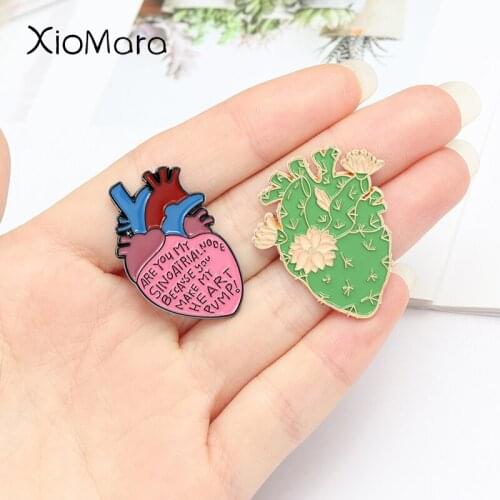 Anatomy Heart Enamel Pins Lovely Quote and Flower Heart Badges Medical Anatomy Brooch Heart Neurology Pins for Doctor and Nurse